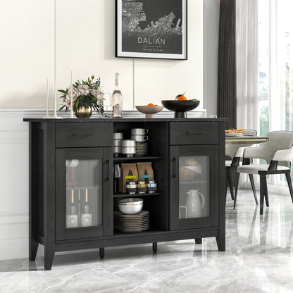 Sideboard Buffet Cabinet, 2 Drawers, 4 Adjustable Shelves, Black Sideboards Cabinets & Buffets at Gallery Canada