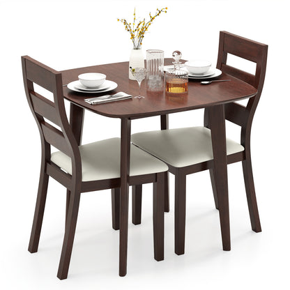 3-Piece Dining Table Set, Wooden Square Kitchen Table, 2 Chairs, Walnut Dining Room Sets at Gallery Canada