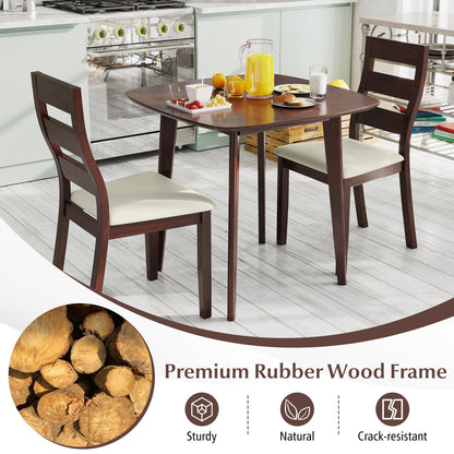 3-Piece Dining Table Set, Wooden Square Kitchen Table, 2 Chairs, Walnut Dining Room Sets at Gallery Canada