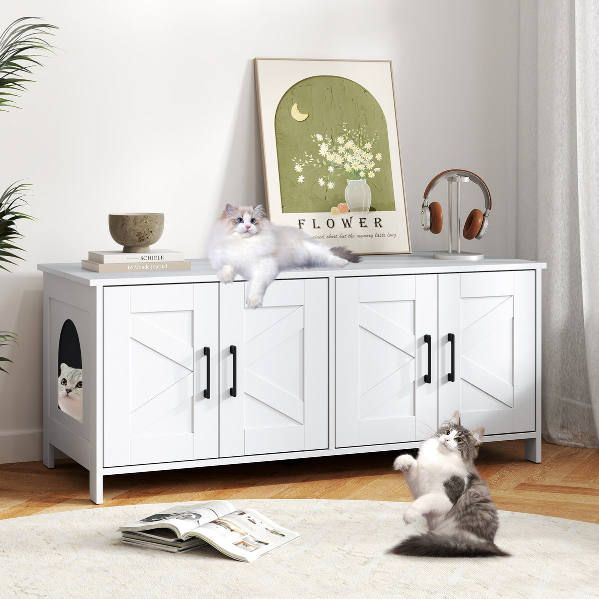 Cat Litter Box Enclosure For 2 Cats, White Cat Houses at Gallery Canada