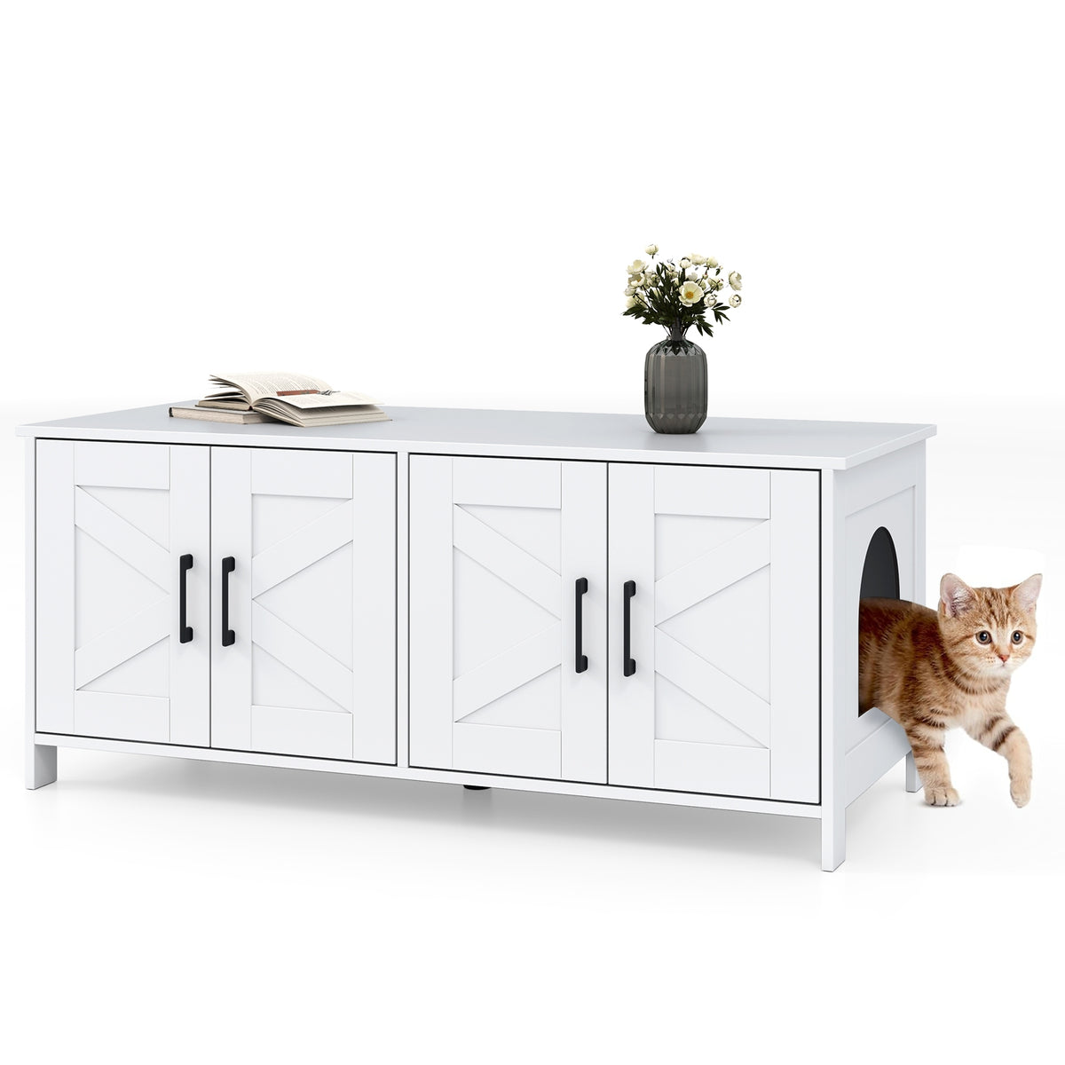 Cat Litter Box Enclosure For 2 Cats, White Cat Houses at Gallery Canada