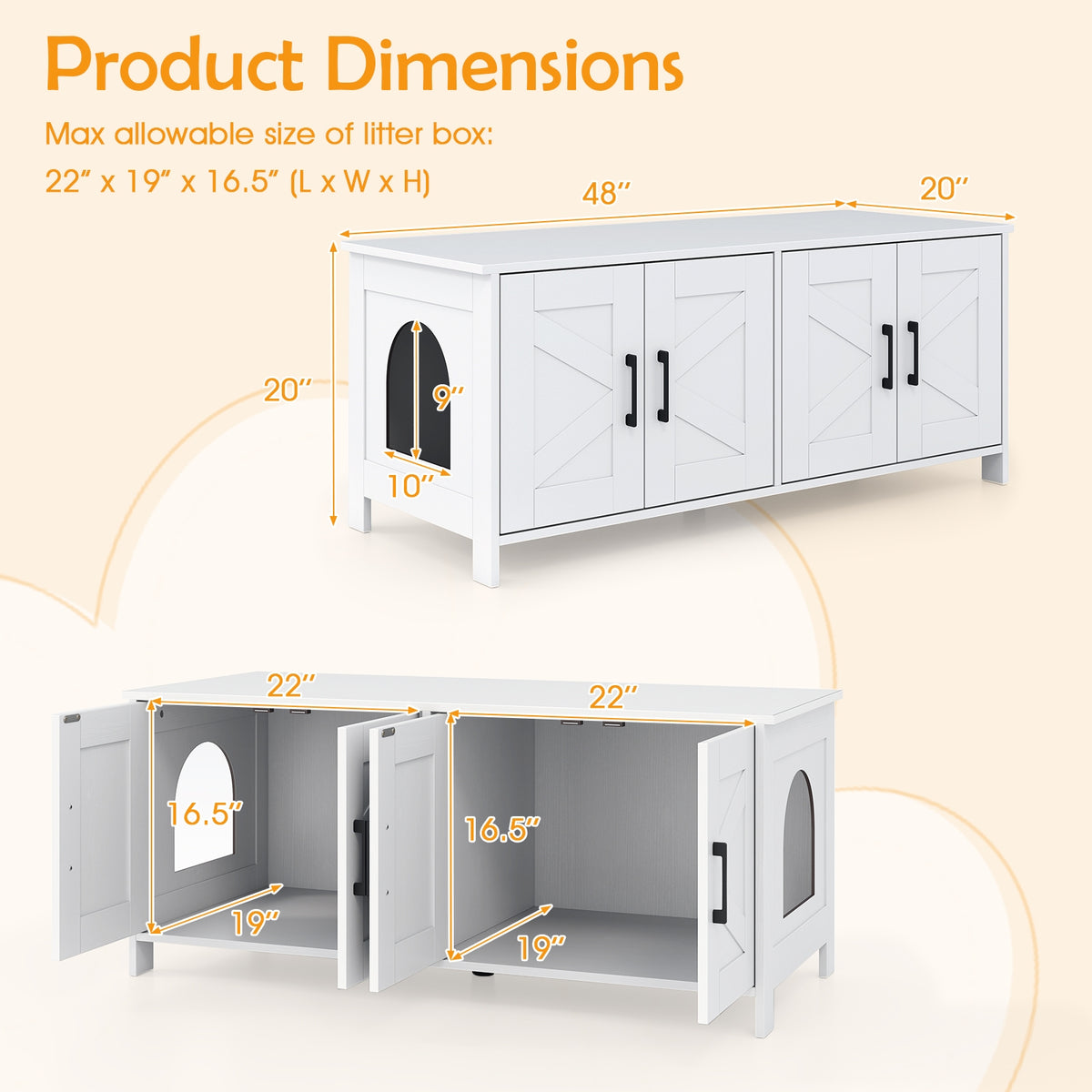 Cat Litter Box Enclosure For 2 Cats, White Cat Houses at Gallery Canada