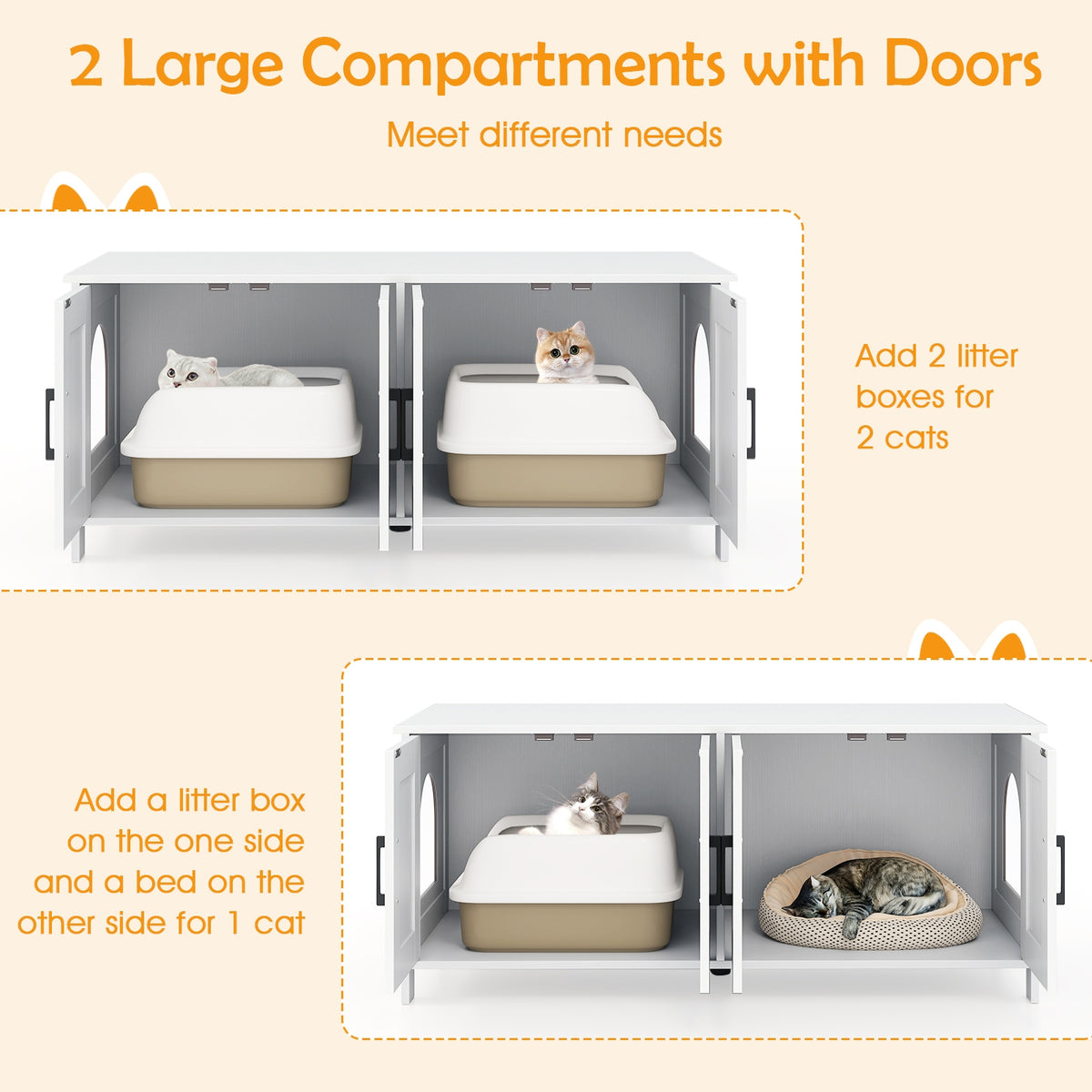 Cat Litter Box Enclosure For 2 Cats, White Cat Houses at Gallery Canada