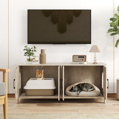 Cat Litter Box Enclosure For 2 Cats, Modern Furniture Hidden, Oak Cat Houses at Gallery Canada