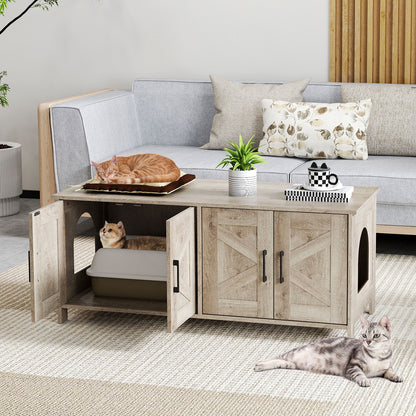 Cat Litter Box Enclosure For 2 Cats, Modern Furniture Hidden, Oak Cat Houses at Gallery Canada