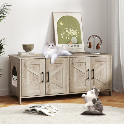 Cat Litter Box Enclosure For 2 Cats, Modern Furniture Hidden, Oak Cat Houses at Gallery Canada