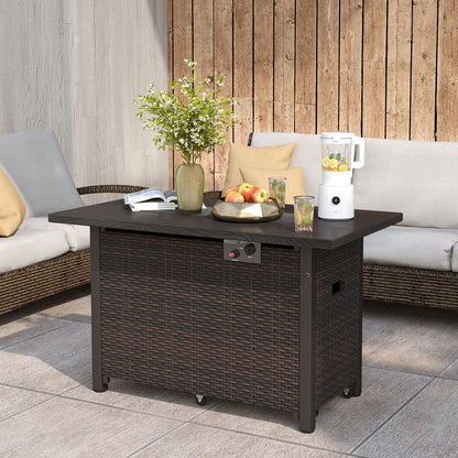 50000 BTU 2 Inch Propane Gas Fire Pit Table, Brown Fire Pit Tables at Gallery Canada