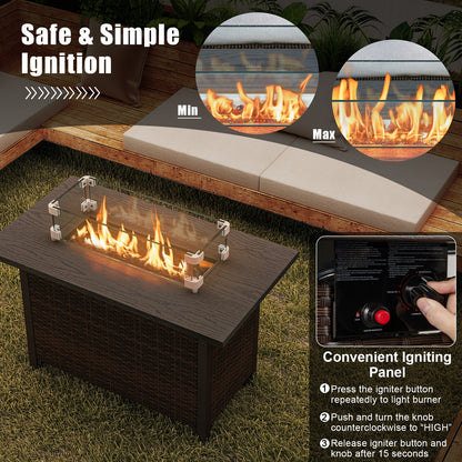 50000 BTU 2 Inch Propane Gas Fire Pit Table, Brown Fire Pit Tables at Gallery Canada
