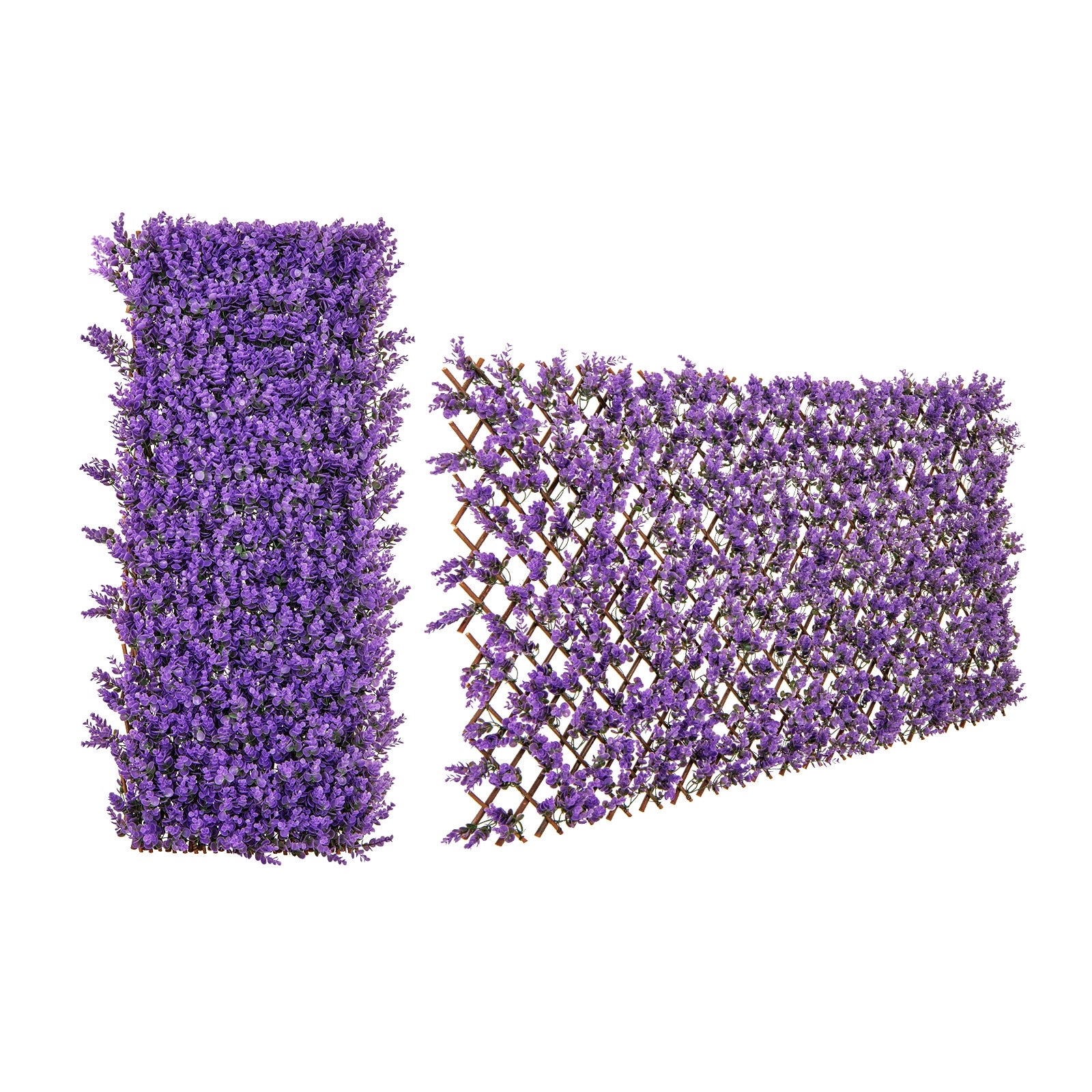 Eucalyptus Fencing Panel, Willow Frame, Balcony Patio, Purple Faux Plants at Gallery Canada