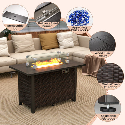 50000 BTU 2 Inch Propane Gas Fire Pit Table, Brown Fire Pit Tables at Gallery Canada