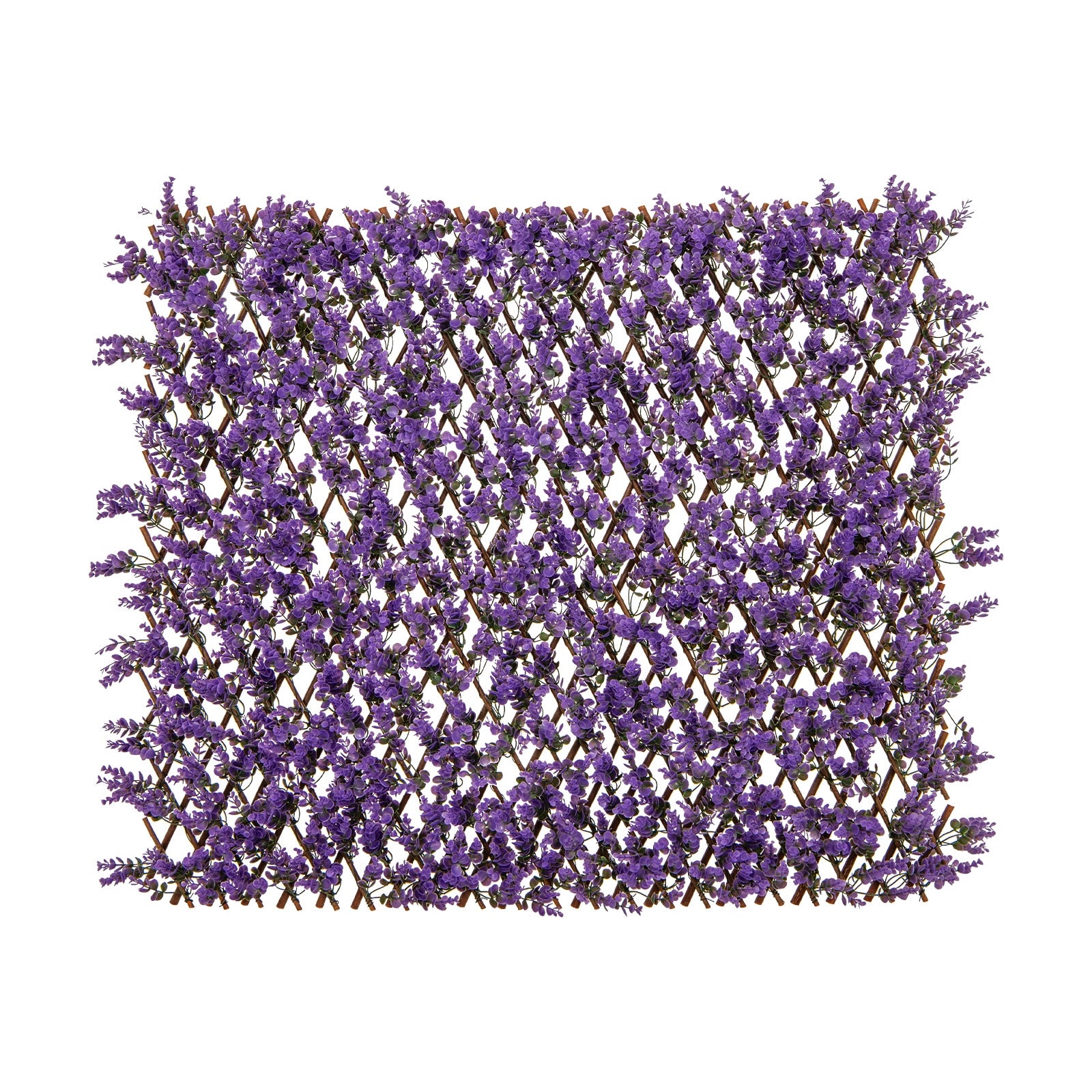 Eucalyptus Fencing Panel, Willow Frame, Balcony Patio, Purple Faux Plants at Gallery Canada