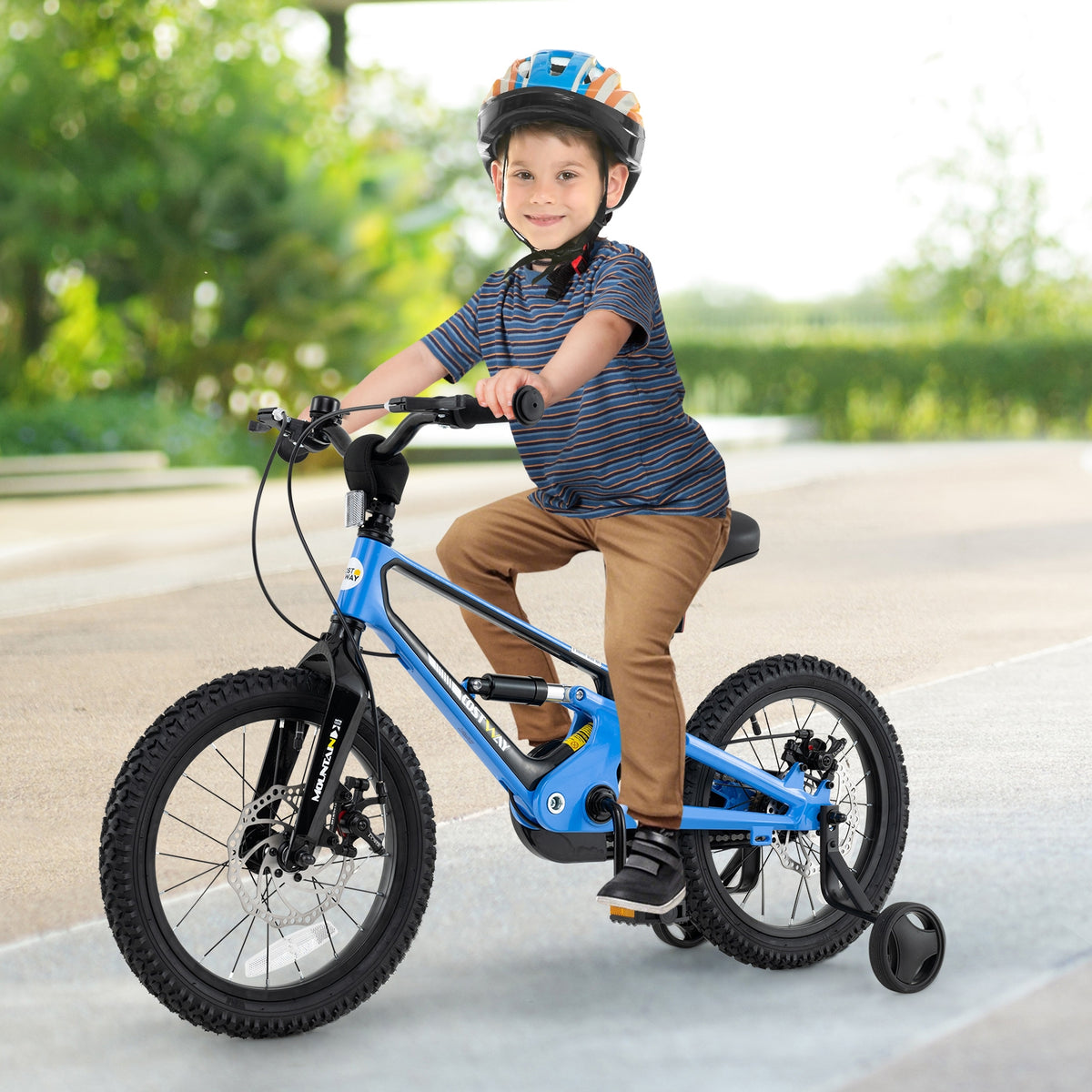 16 Inch Kids Bike, Adjustable, Shock Absorber, Bell, Blue Kids Bike at Gallery Canada