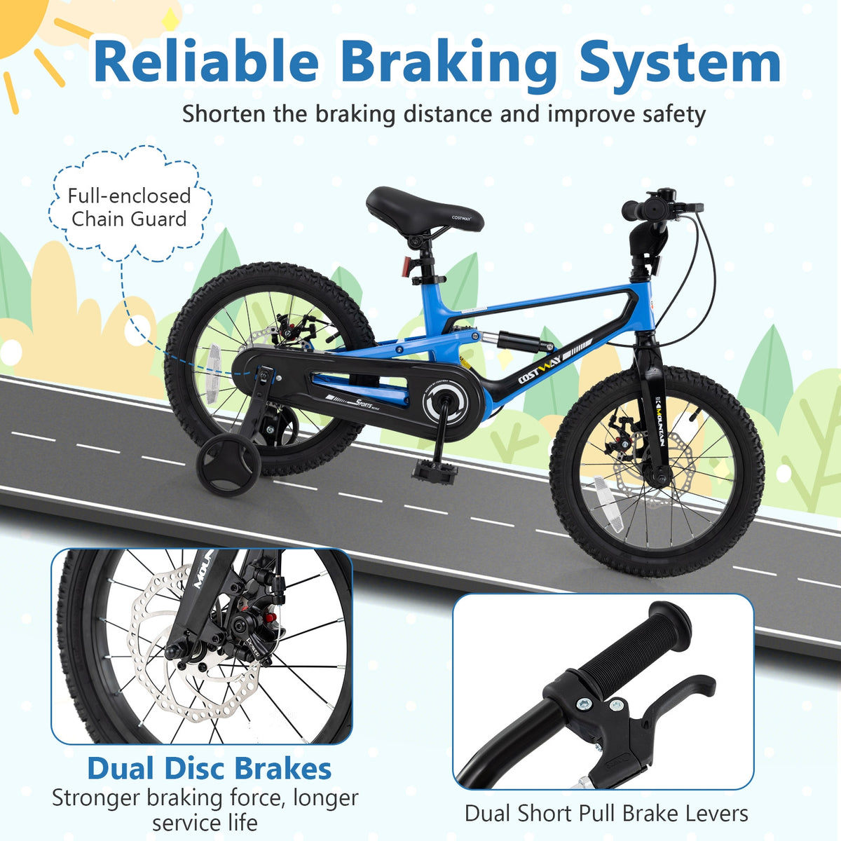 16 Inch Kids Bike, Adjustable, Shock Absorber, Bell, Blue Kids Bike at Gallery Canada