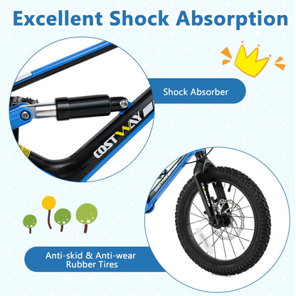16 Inch Kids Bike, Adjustable, Shock Absorber, Bell, Blue Kids Bike at Gallery Canada