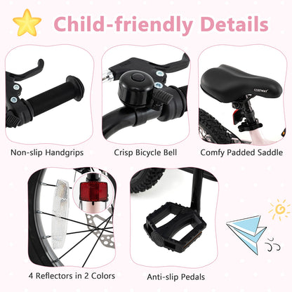 16 Inch Kids Bike with Training Wheels, Ages 4 to 7, Pink Kids Bike at Gallery Canada