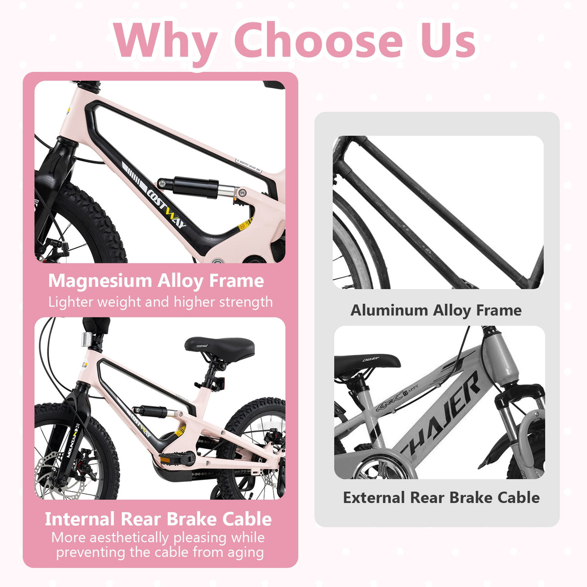 16 Inch Kids Bike with Training Wheels, Ages 4 to 7, Pink Kids Bike at Gallery Canada