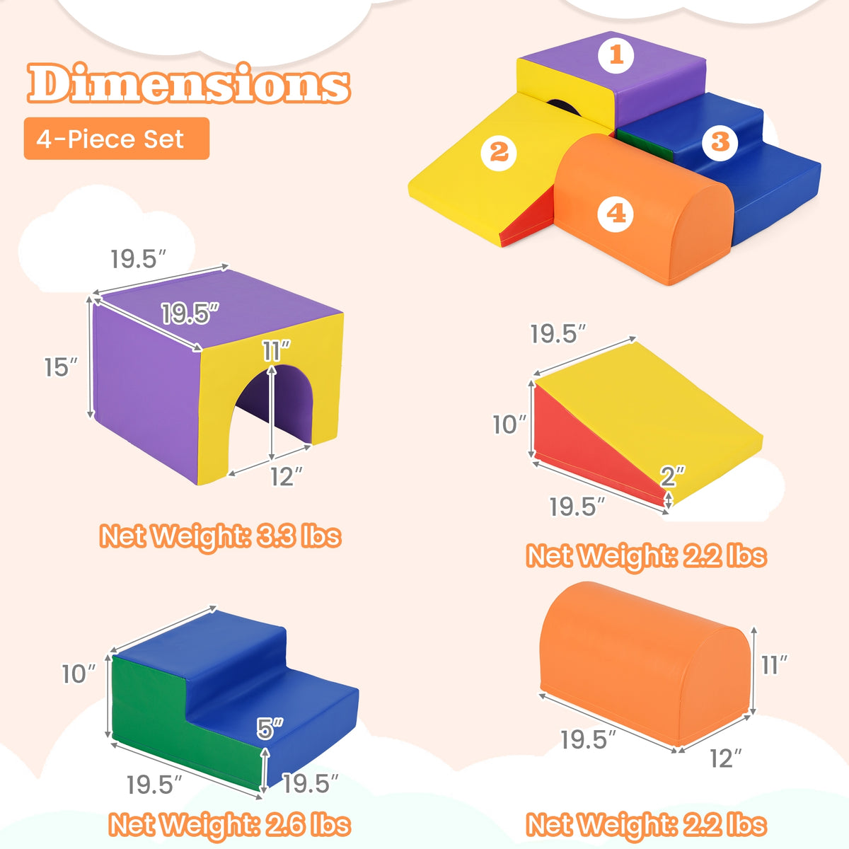 Infant Foam Block Play Set, Orange Climbers & Slides at Gallery Canada