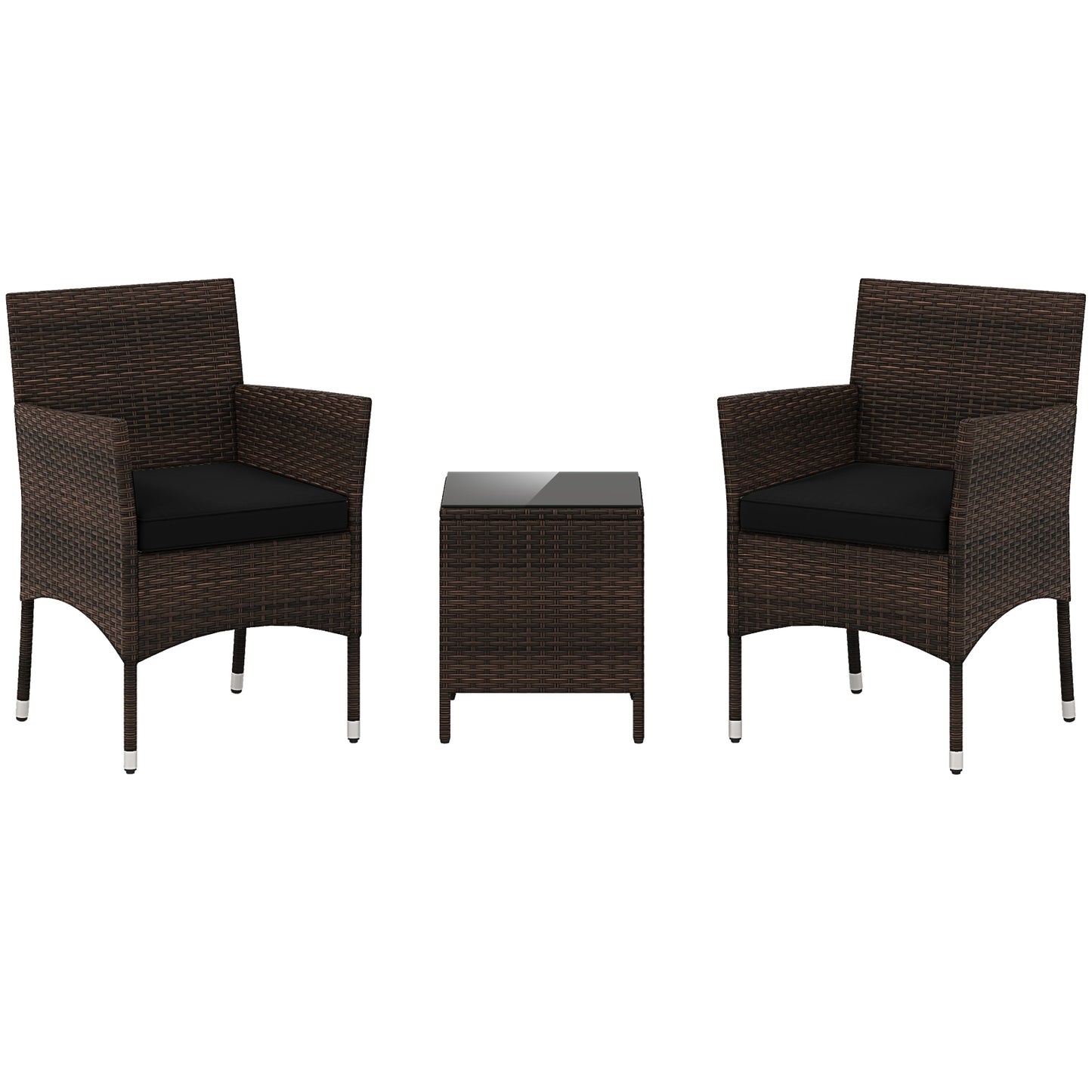 3 Piece Outdoor Conversation Set, Cushioned Seat, Glass Tabletop, Black Patio Conversation Sets at Gallery Canada