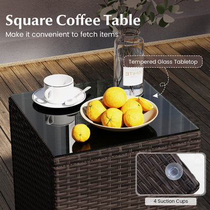 3 Piece Outdoor Conversation Set, Cushioned Seat, Glass Tabletop, Black Patio Conversation Sets at Gallery Canada