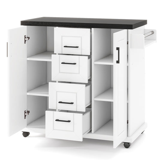 Rolling Kitchen Island Cart With Storage Cabinets, White Kitchen Islands & Carts White at Gallery Canada