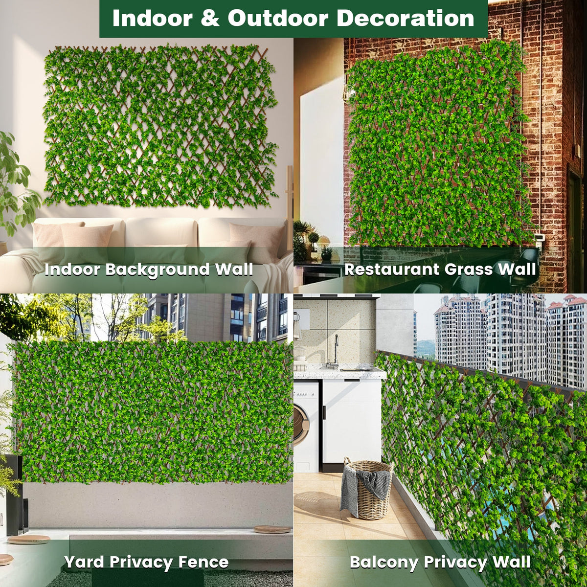 Expandable Fence Privacy Screen, Sun-Protective Artificial Hedge, Green Faux Plants at Gallery Canada