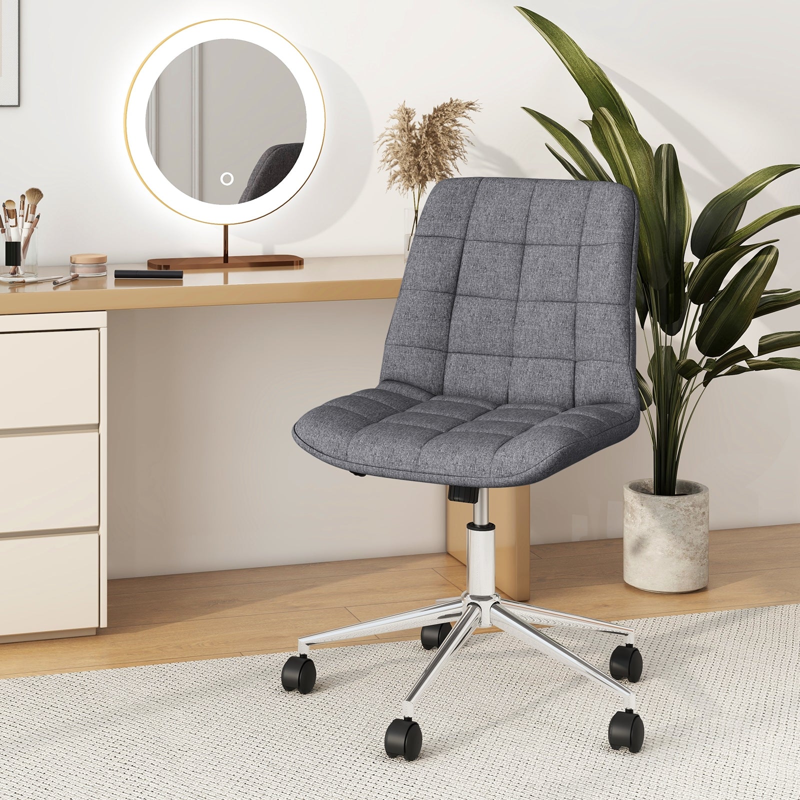 Armless Office Chair, Adjustable Height, Wheels, Grey Armless Chairs at Gallery Canada