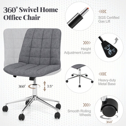 Armless Office Chair, Adjustable Height, Wheels, Grey Armless Chairs at Gallery Canada