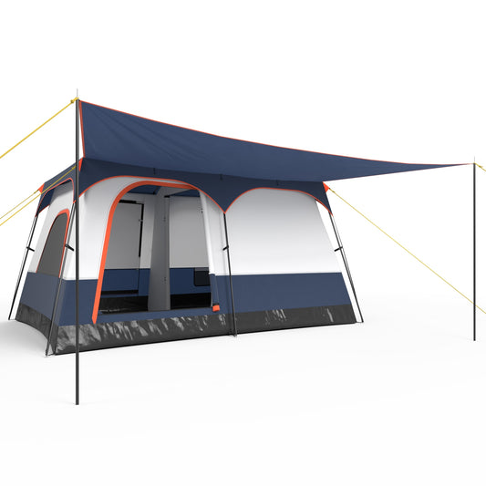 6-8 Person Camping Tent, Double Rooms, 2 Doors, Navy Tents Navy at Gallery Canada