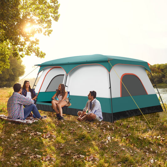 8-10 Person Camping Tent, Double Rooms, 2 Doors, Green Tents Green at Gallery Canada