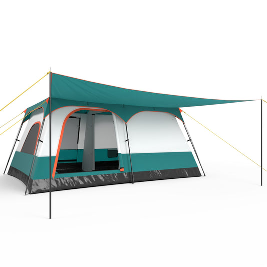 8-10 Person Camping Tent, Double Rooms, 2 Doors, Green Tents Green at Gallery Canada