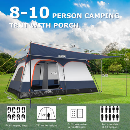 8-10 Person Camping Tent, Double Rooms, 2 Doors, Navy Tents at Gallery Canada