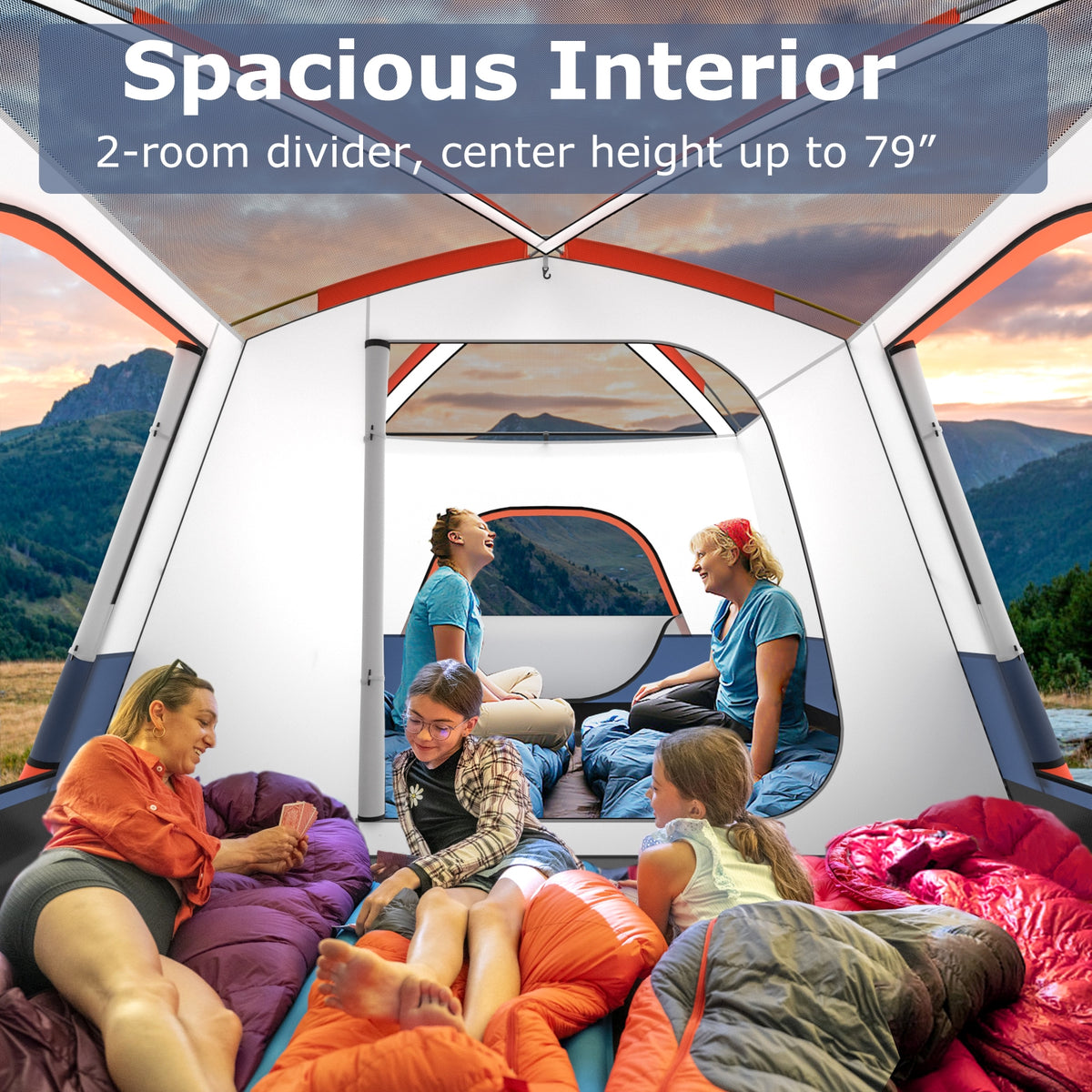 8-10 Person Camping Tent, Double Rooms, 2 Doors, Navy Tents at Gallery Canada