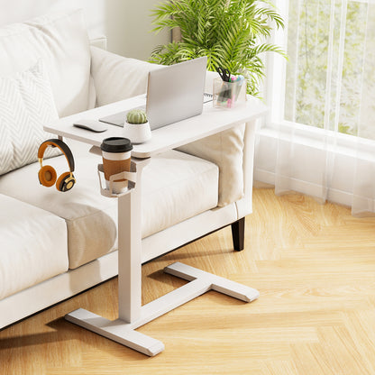 Mobile Standing Desk, Height Adjustable Overbed Table With Cup Holder, White End & Side Tables at Gallery Canada
