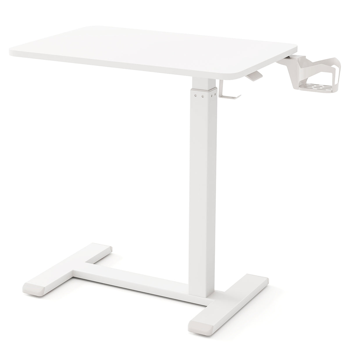 Mobile Standing Desk, Height Adjustable Overbed Table With Cup Holder, White End & Side Tables at Gallery Canada