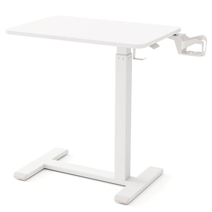 Mobile Standing Desk, Height Adjustable Overbed Table With Cup Holder, White End & Side Tables at Gallery Canada