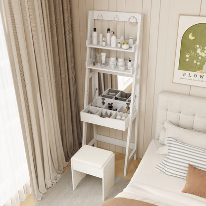 Vanity Desk Set With Flip Top Mirror, Hidden Storage, White Makeup Vanities at Gallery Canada