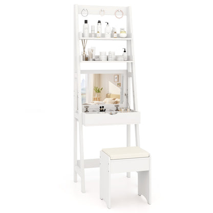 Vanity Desk Set With Flip Top Mirror, Hidden Storage, White Makeup Vanities at Gallery Canada