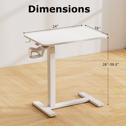 Mobile Standing Desk, Height Adjustable Overbed Table With Cup Holder, White End & Side Tables at Gallery Canada
