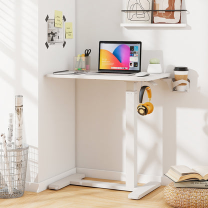 Mobile Standing Desk, Height Adjustable Overbed Table With Cup Holder, White End & Side Tables at Gallery Canada