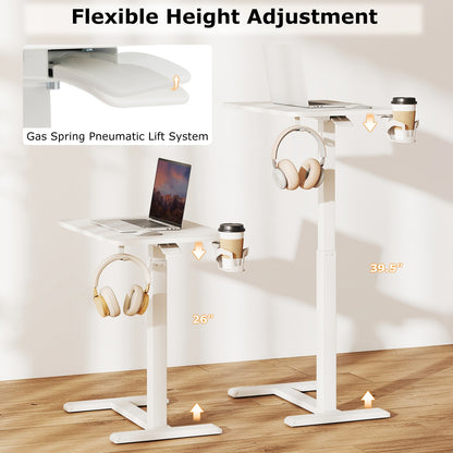 Mobile Standing Desk, Height Adjustable Overbed Table With Cup Holder, White End & Side Tables at Gallery Canada