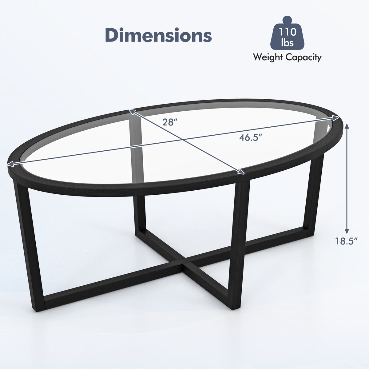 Glass Oval Coffee Table, Cross Base, Acacia Wood Legs, Black Coffee Tables at Gallery Canada