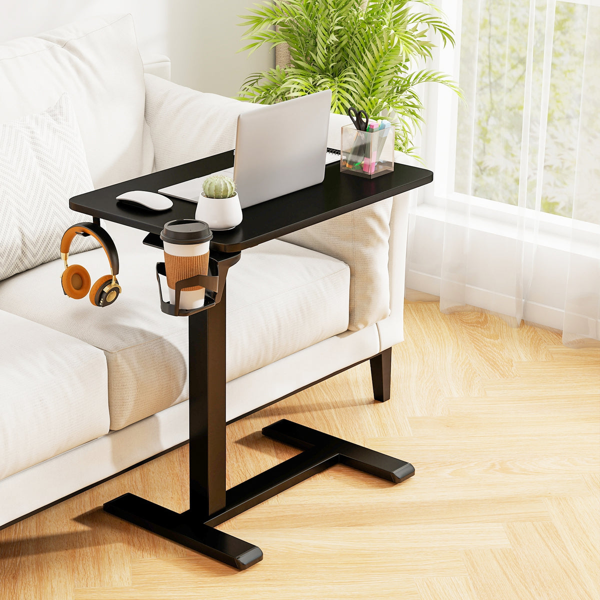 Adjustable Height Mobile Standing Desk, Overbed Table, Black End & Side Tables at Gallery Canada