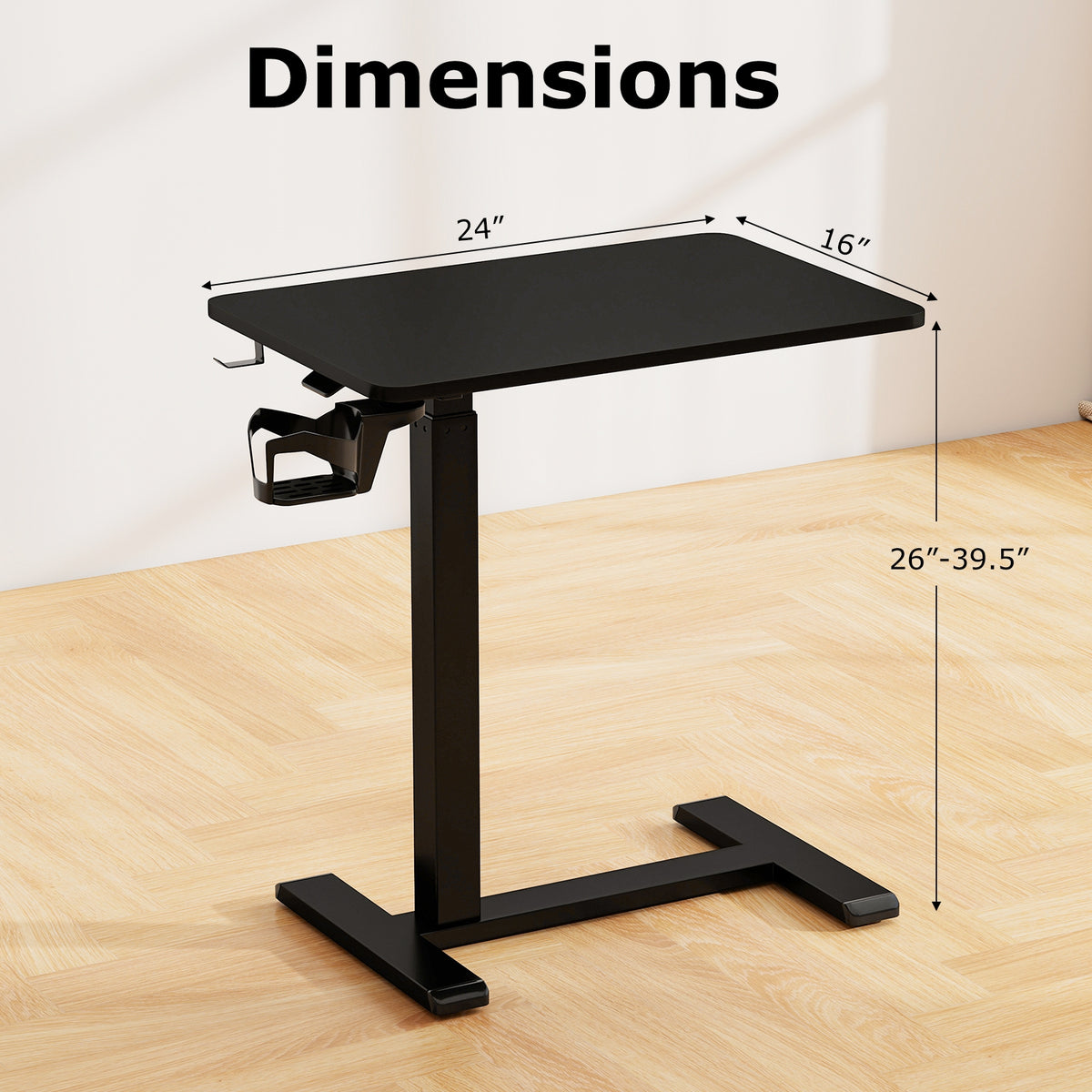 Adjustable Height Mobile Standing Desk, Overbed Table, Black End & Side Tables at Gallery Canada