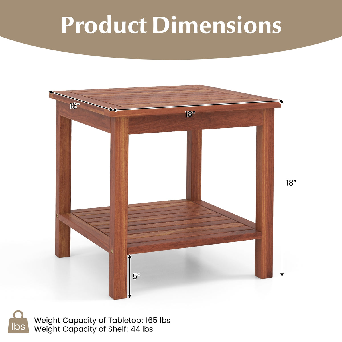 Set Of 2 Double-Tier Acacia Wood Patio Side Tables, Natural Patio Coffee Tables at Gallery Canada