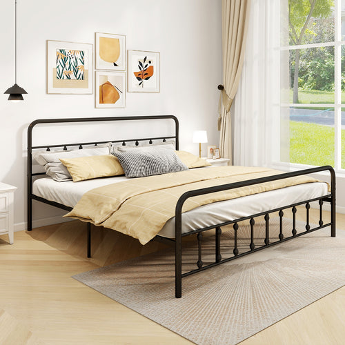 Bed Frame With Headboard, Under Bed Storage, King Size, Black