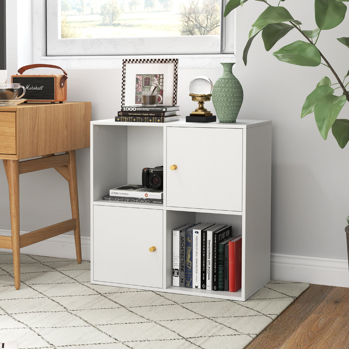 4-Cube Bookcase, 3-Tier Bookshelf, White Bookcases at Gallery Canada