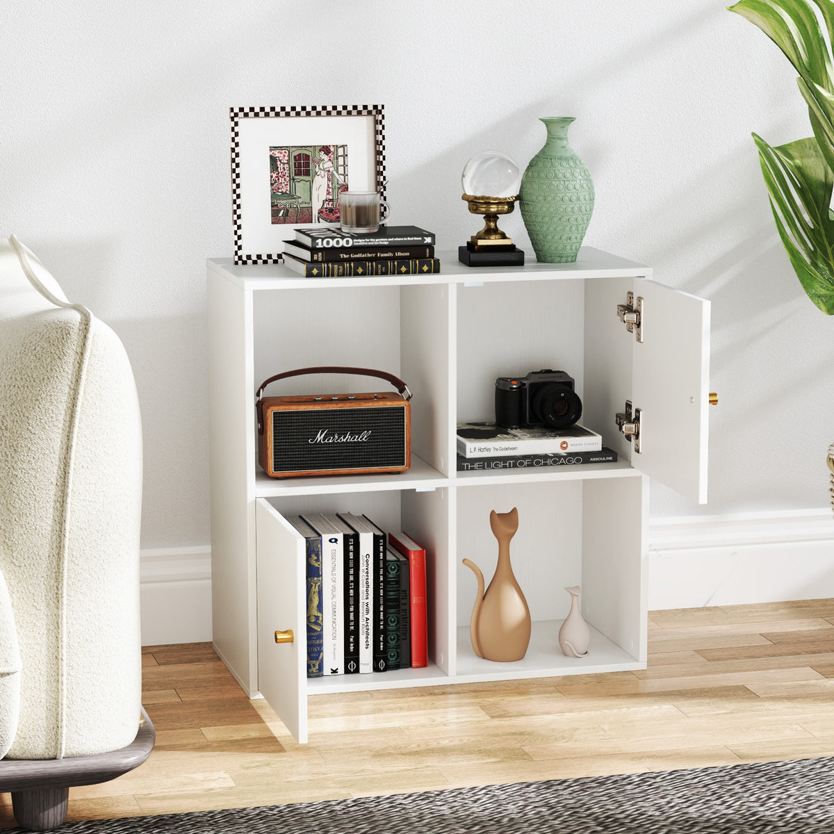 4-Cube Bookcase, 3-Tier Bookshelf, White Bookcases at Gallery Canada