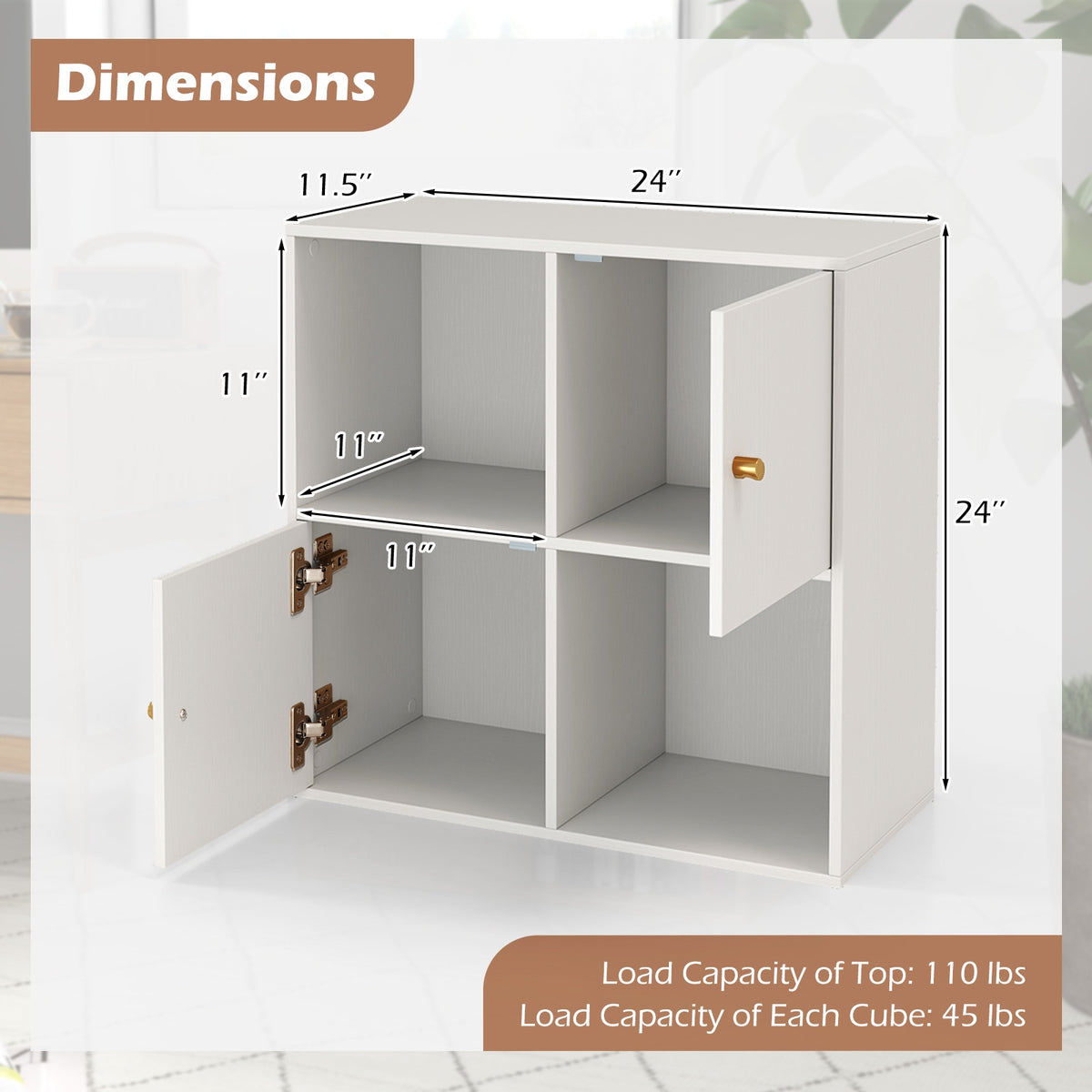 4-Cube Bookcase, 3-Tier Bookshelf, White Bookcases at Gallery Canada