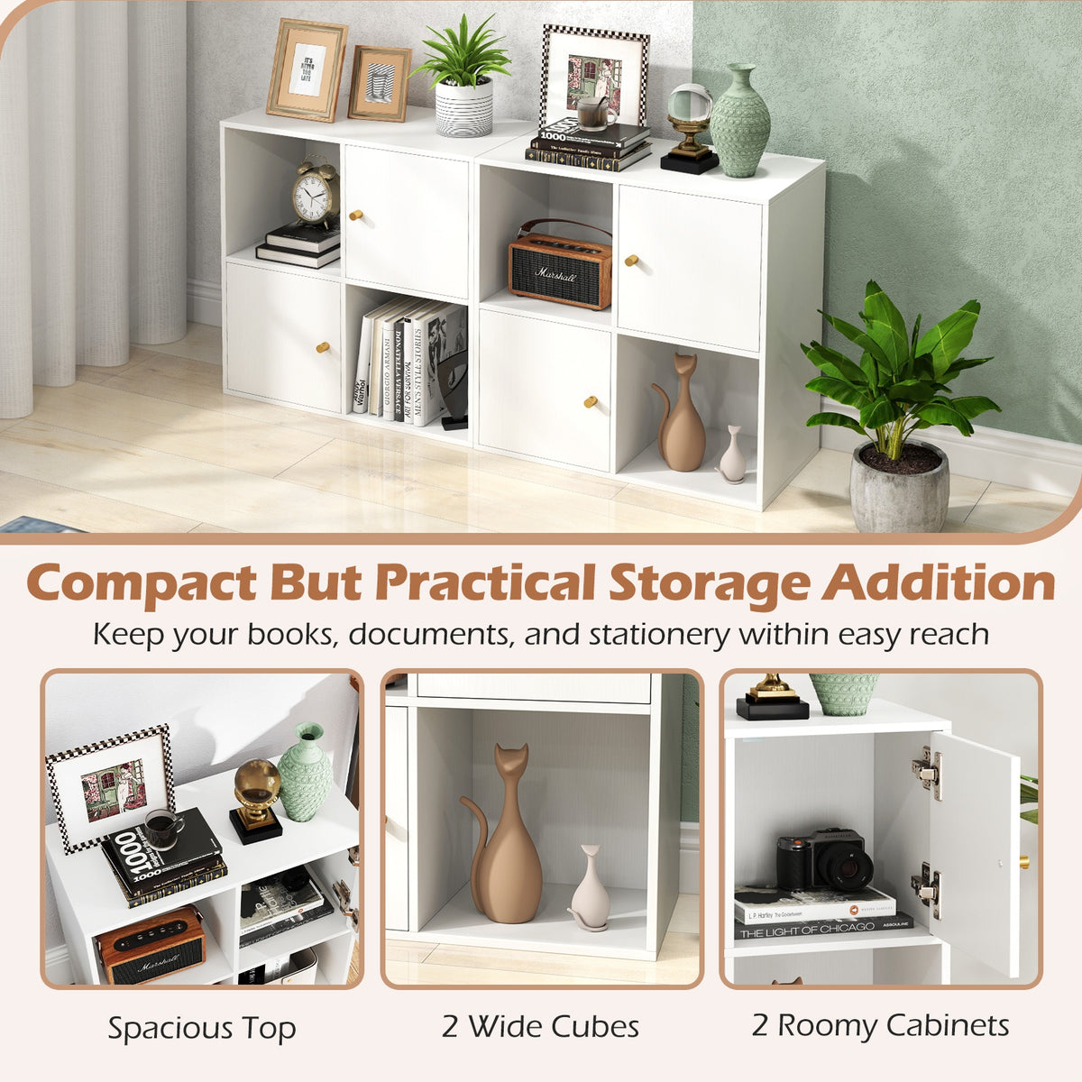 4-Cube Bookcase, 3-Tier Bookshelf, White Bookcases at Gallery Canada