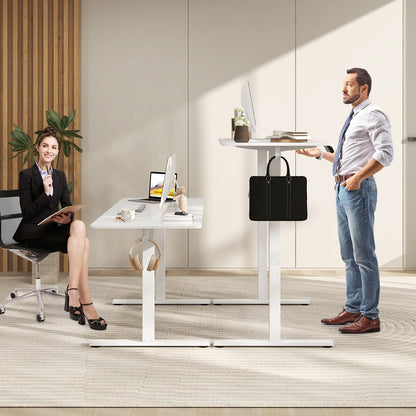 Electric Standing Desk, 3 Memory Heights, 2 Hanging Hooks, Cable Holes, White Standing Desks at Gallery Canada